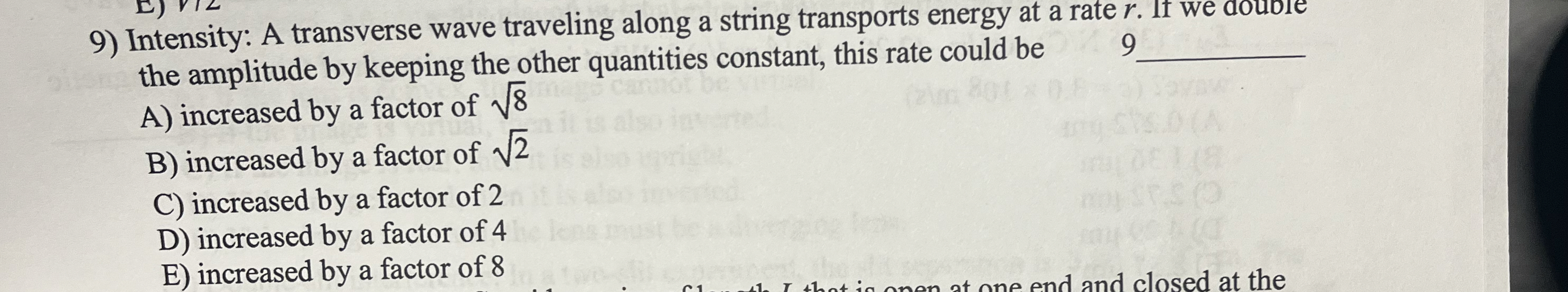 Intensity: A transverse wave traveling along a