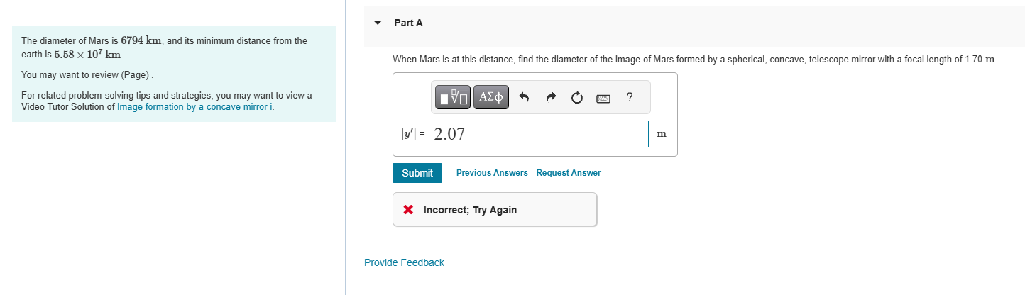 The diameter of Mars is 6 7 9 4 km , and its
