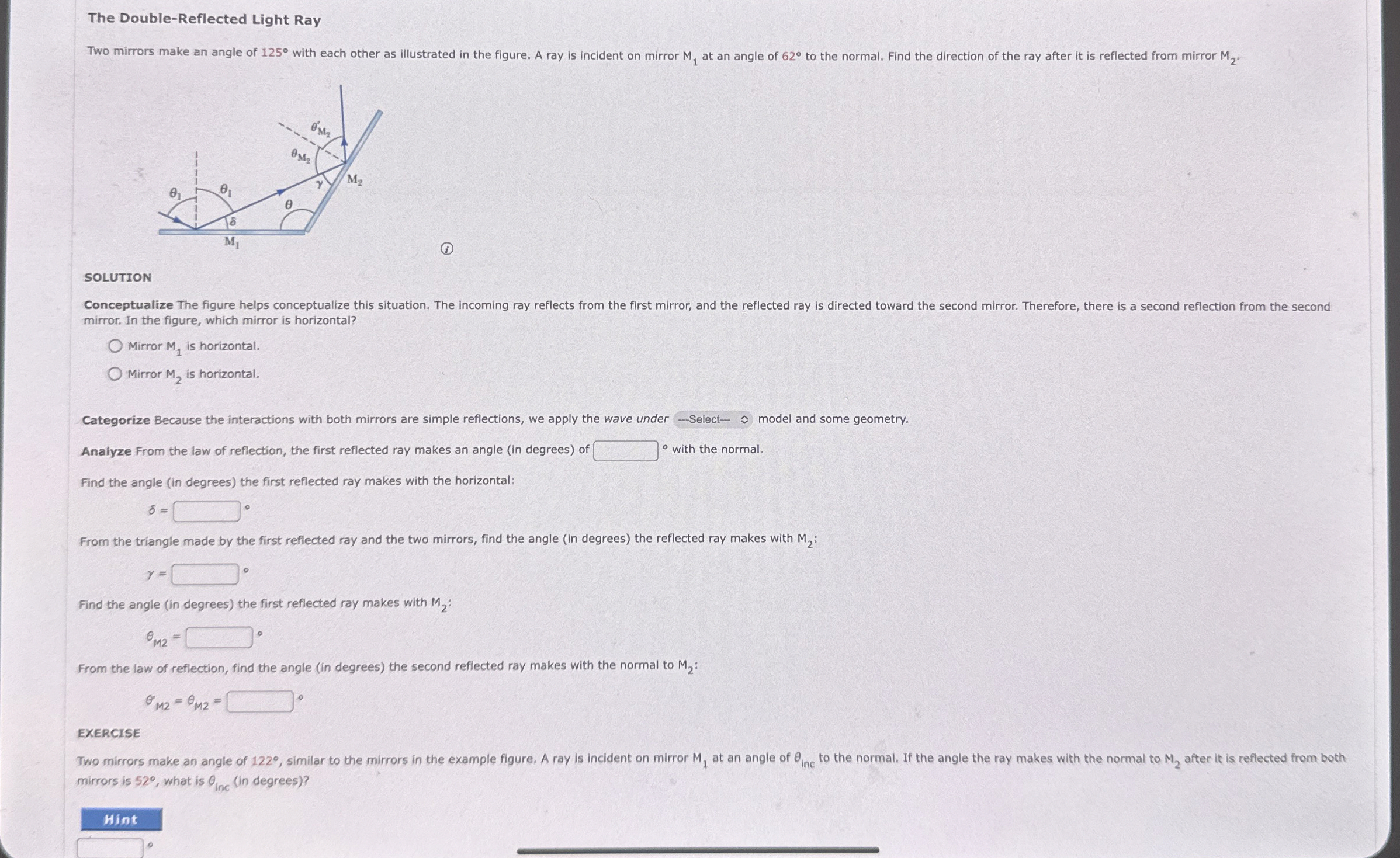 The Double - Reflected Light Ray Two mirrors make