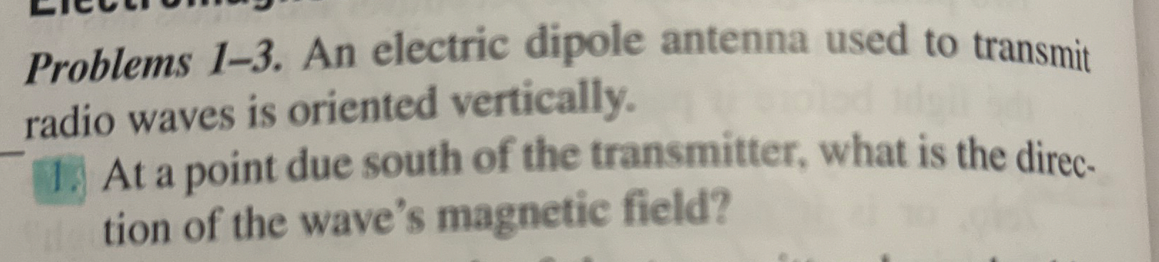 Problems 1 - 3 . An electric dipole antenna used