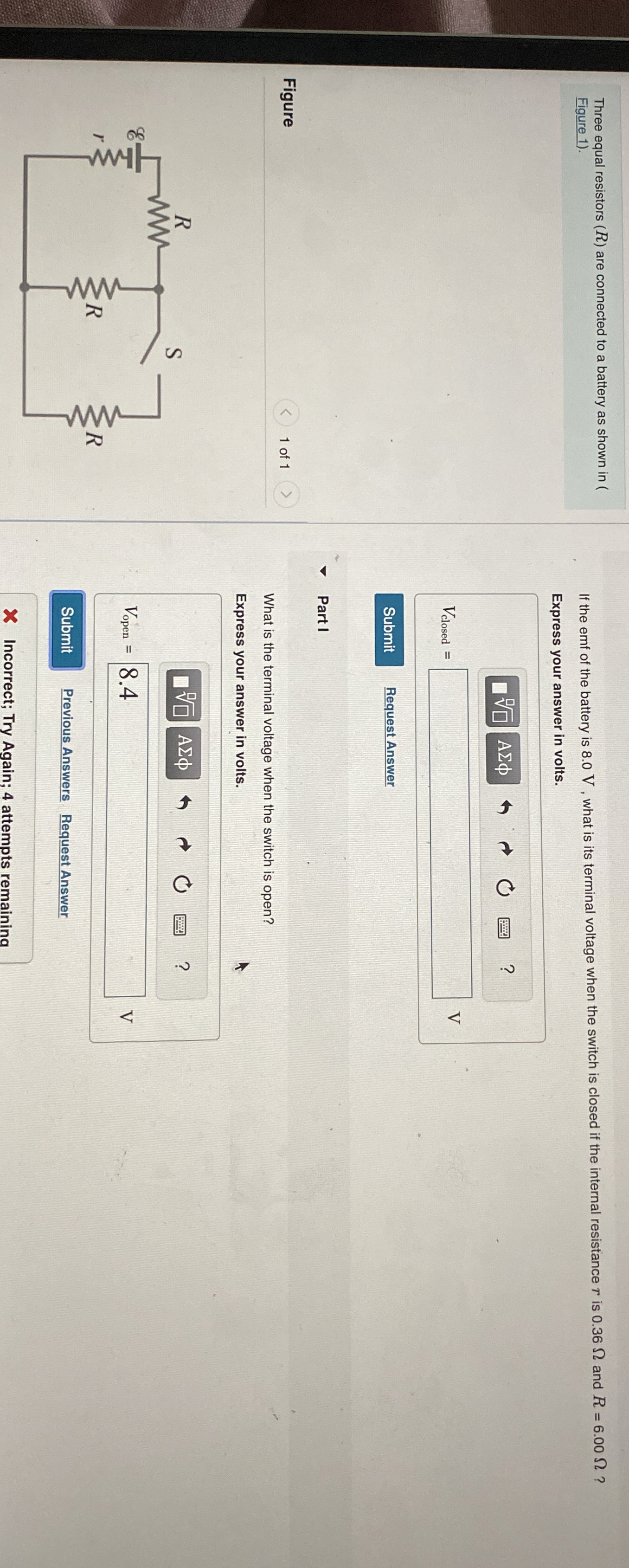 Three equal resistors ( R ) are connected to a