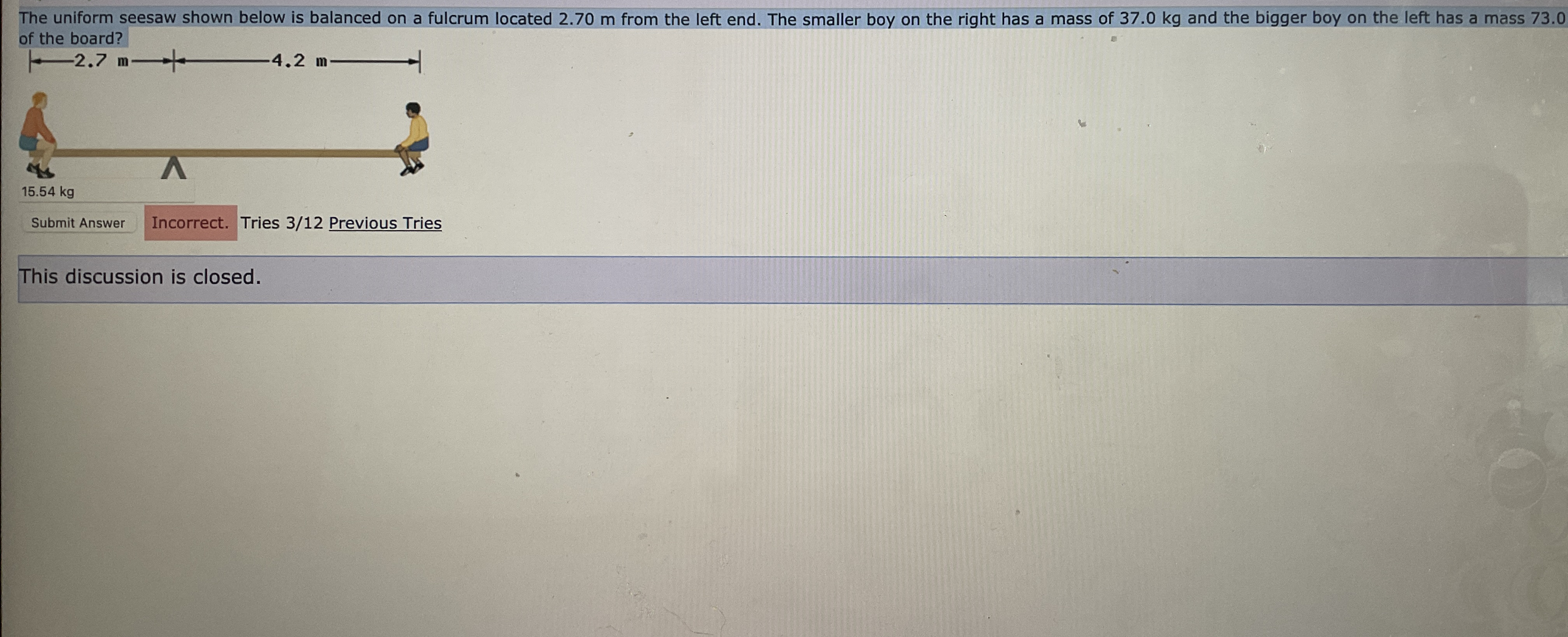 The uniform seesaw shown helow is halanced on a