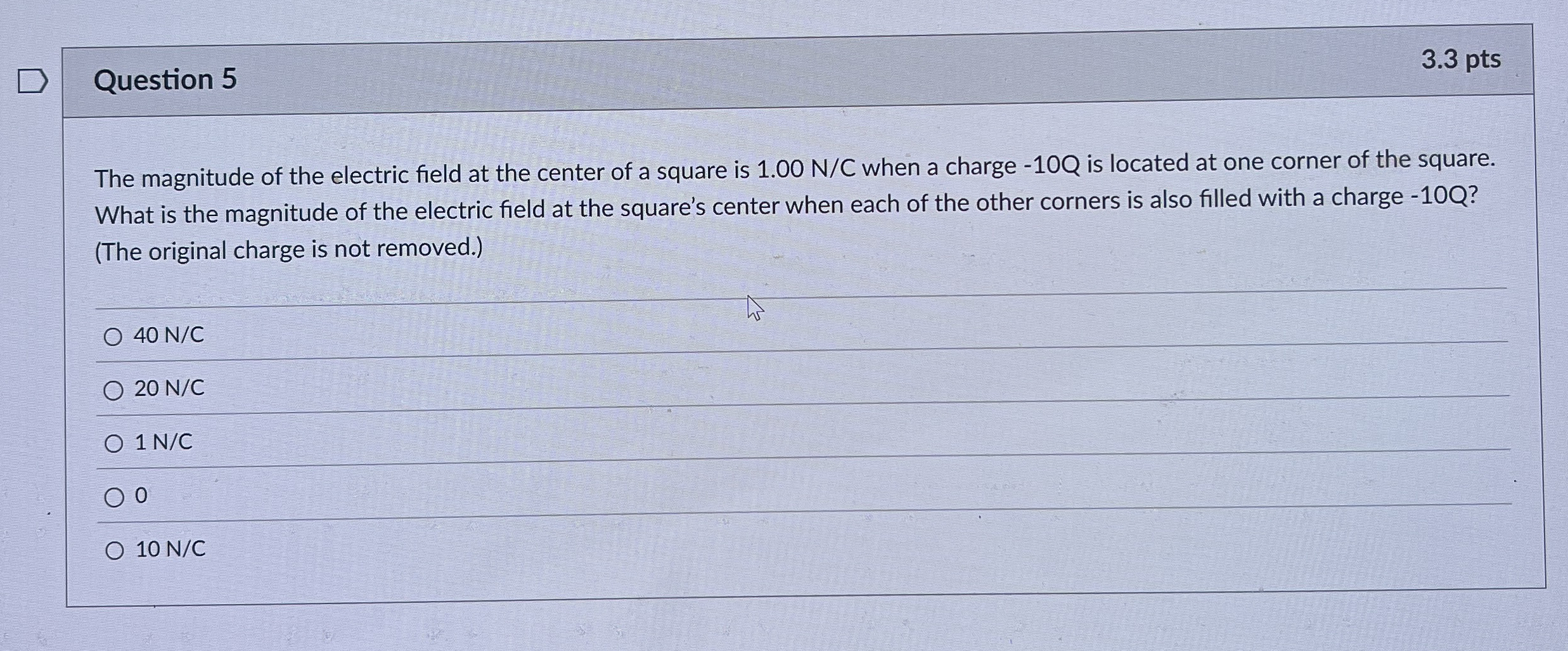 Question 5 3 . 3 pts The magnitude of the