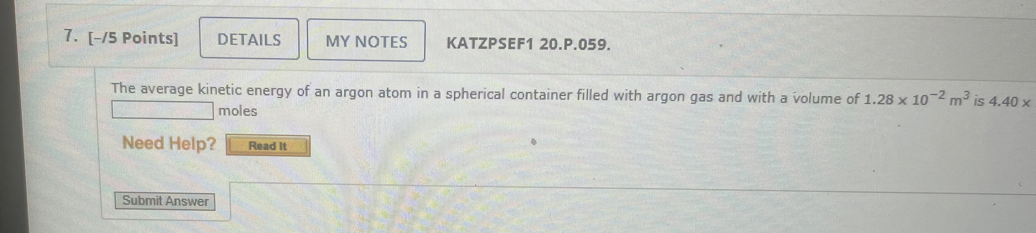 [ - / 5 Points ] MY NOTES KATZPSEF 1 2 0 . P . 0