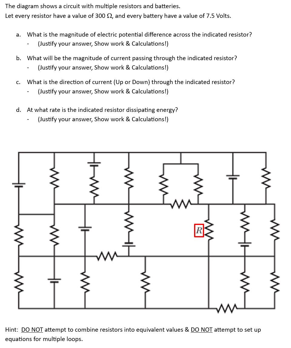 The diagram shows a circuit with multiple