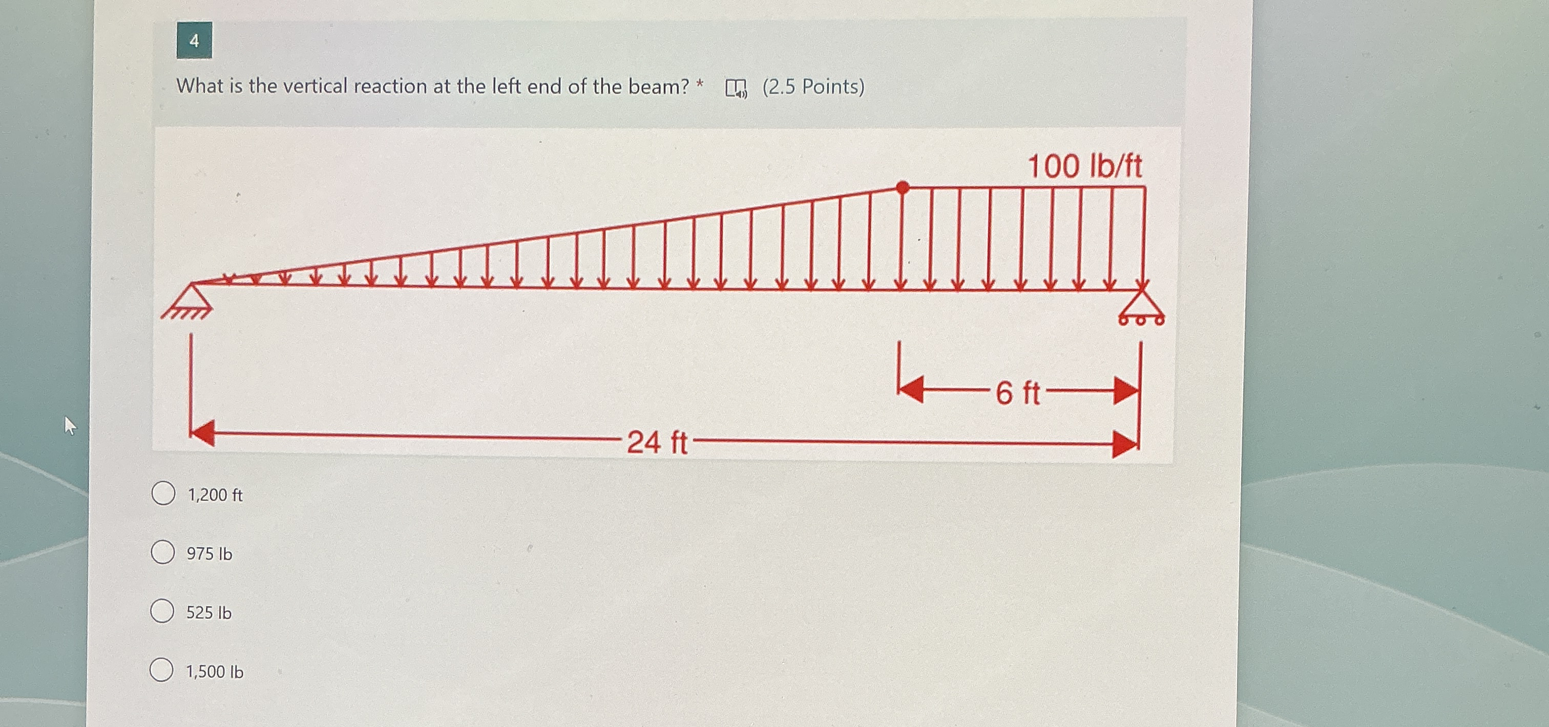 4 What is the vertical reaction at the left end