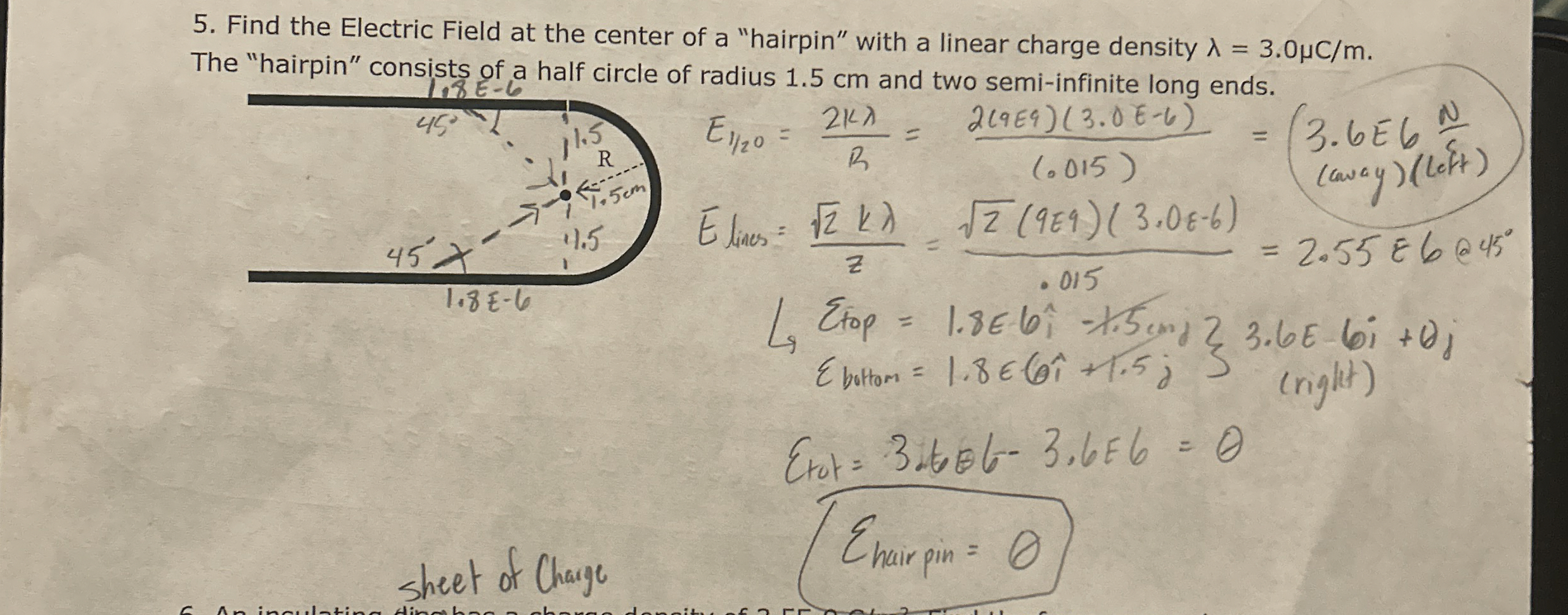 Is the work shown correct? I used E = ( 2 k ) / z