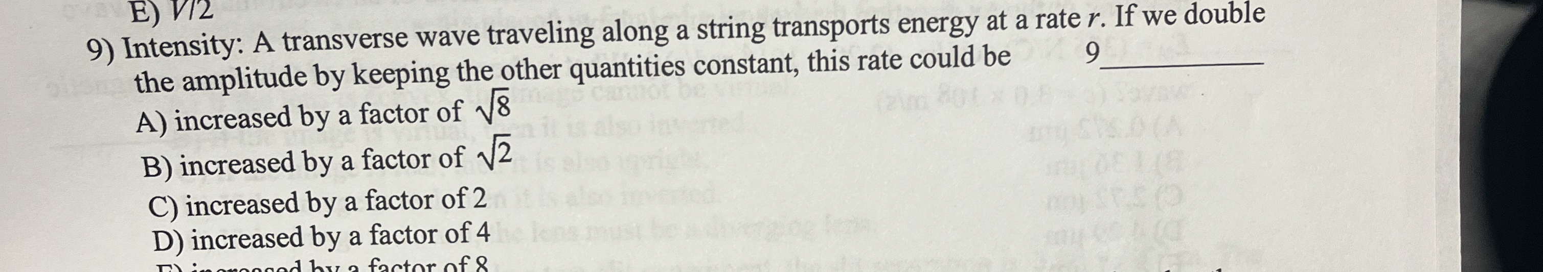 Intensity: A transverse wave traveling along a