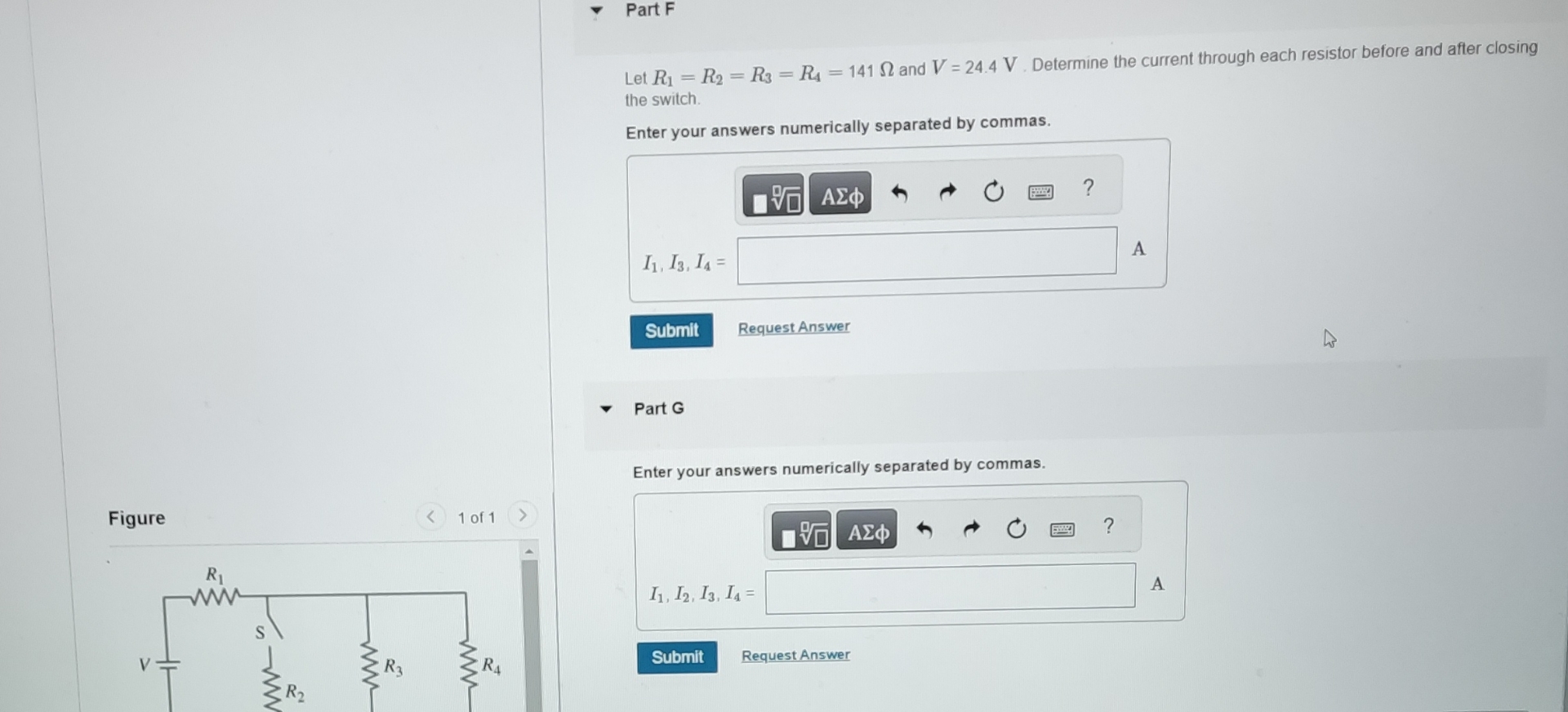 Part F Let R 1 = R 2 = R 3 = R 4 = 1 4 1 and V =