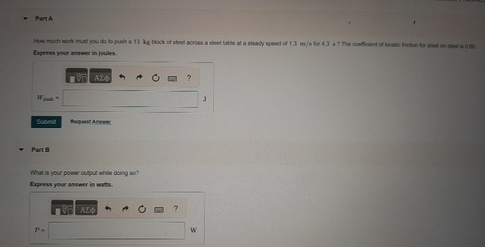 Part A How much work must you do to push a 1 3 kg