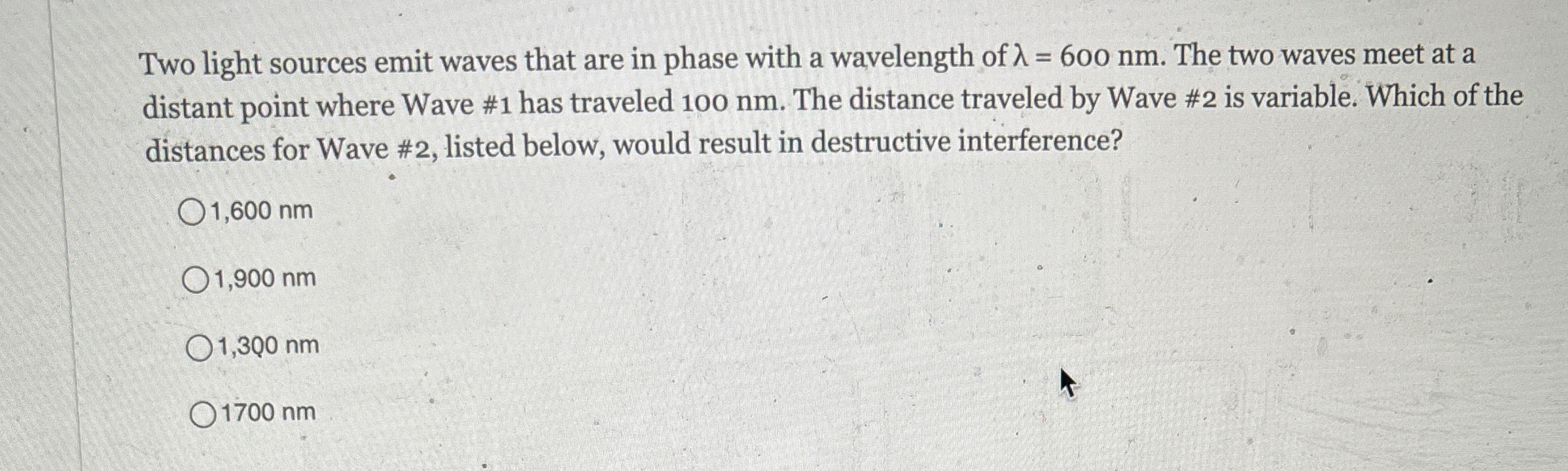 Two light sources emit waves that are in phase