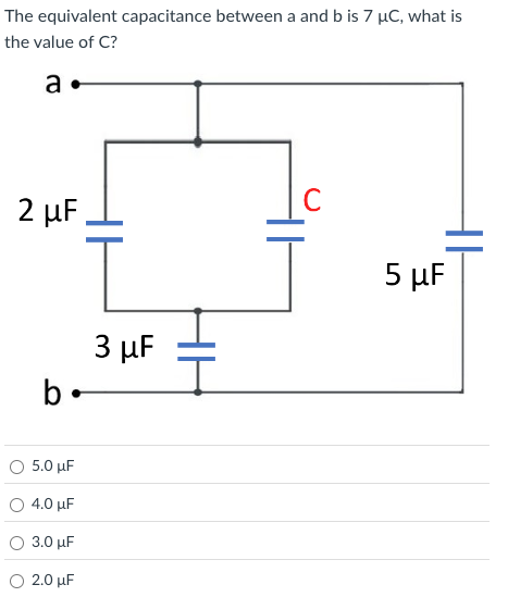 The equivalent capacitance between a and b is \ (