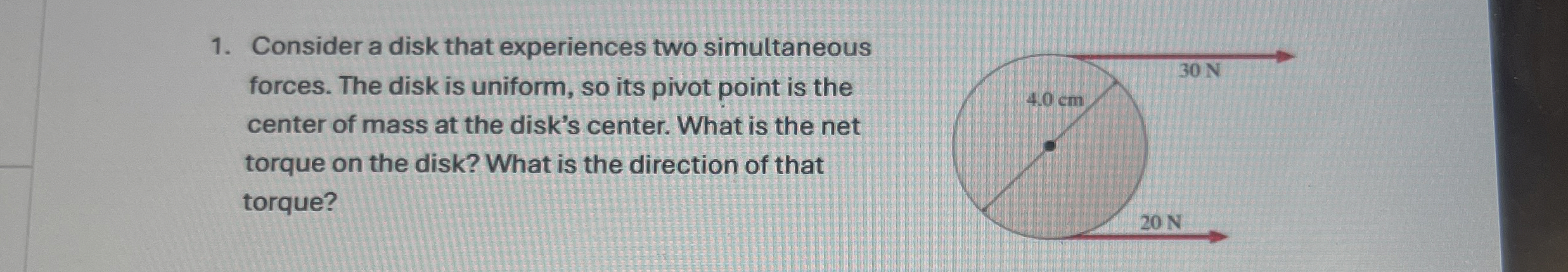 Consider a disk that experiences two simultaneous