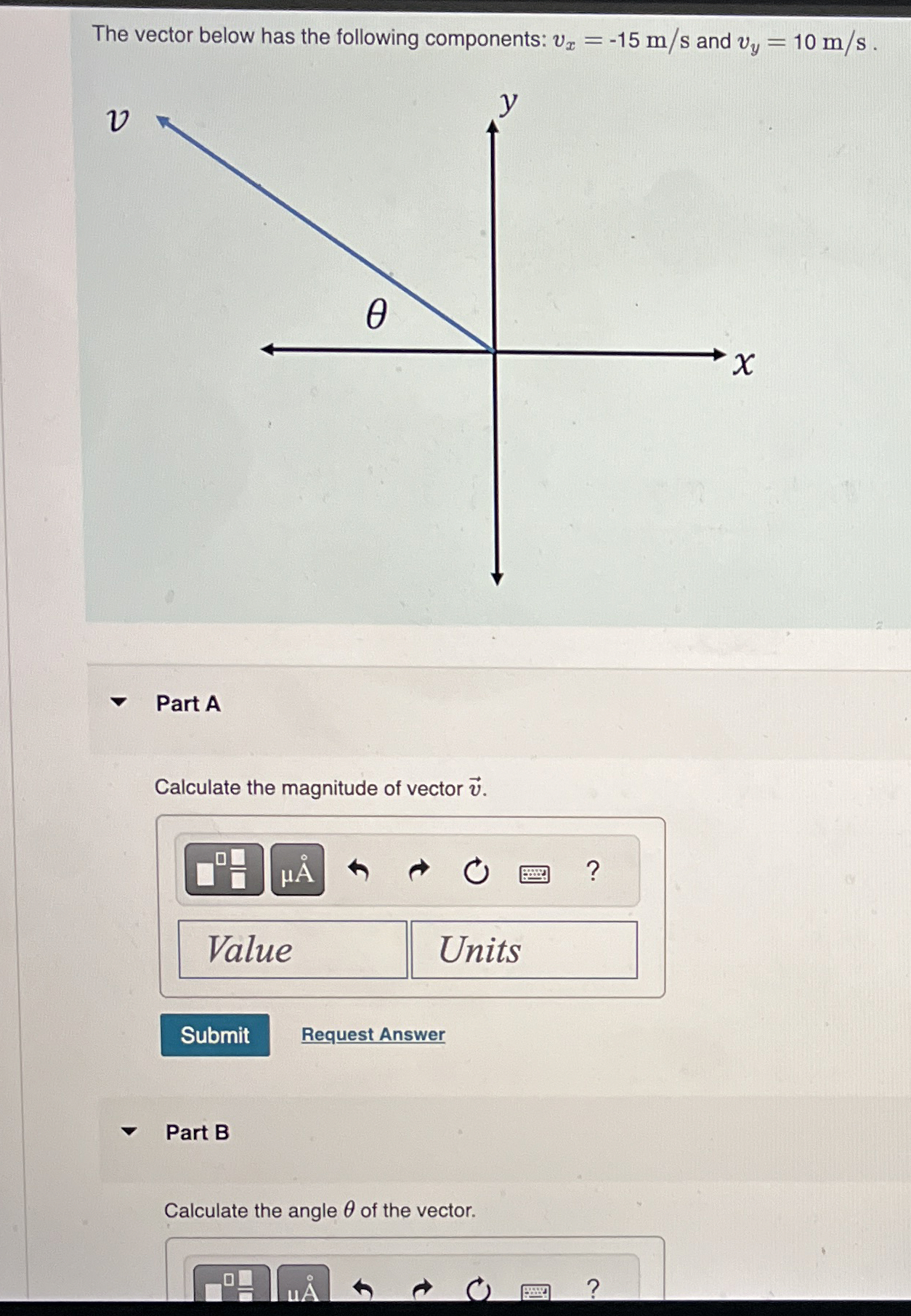 The vector below has the following components: v