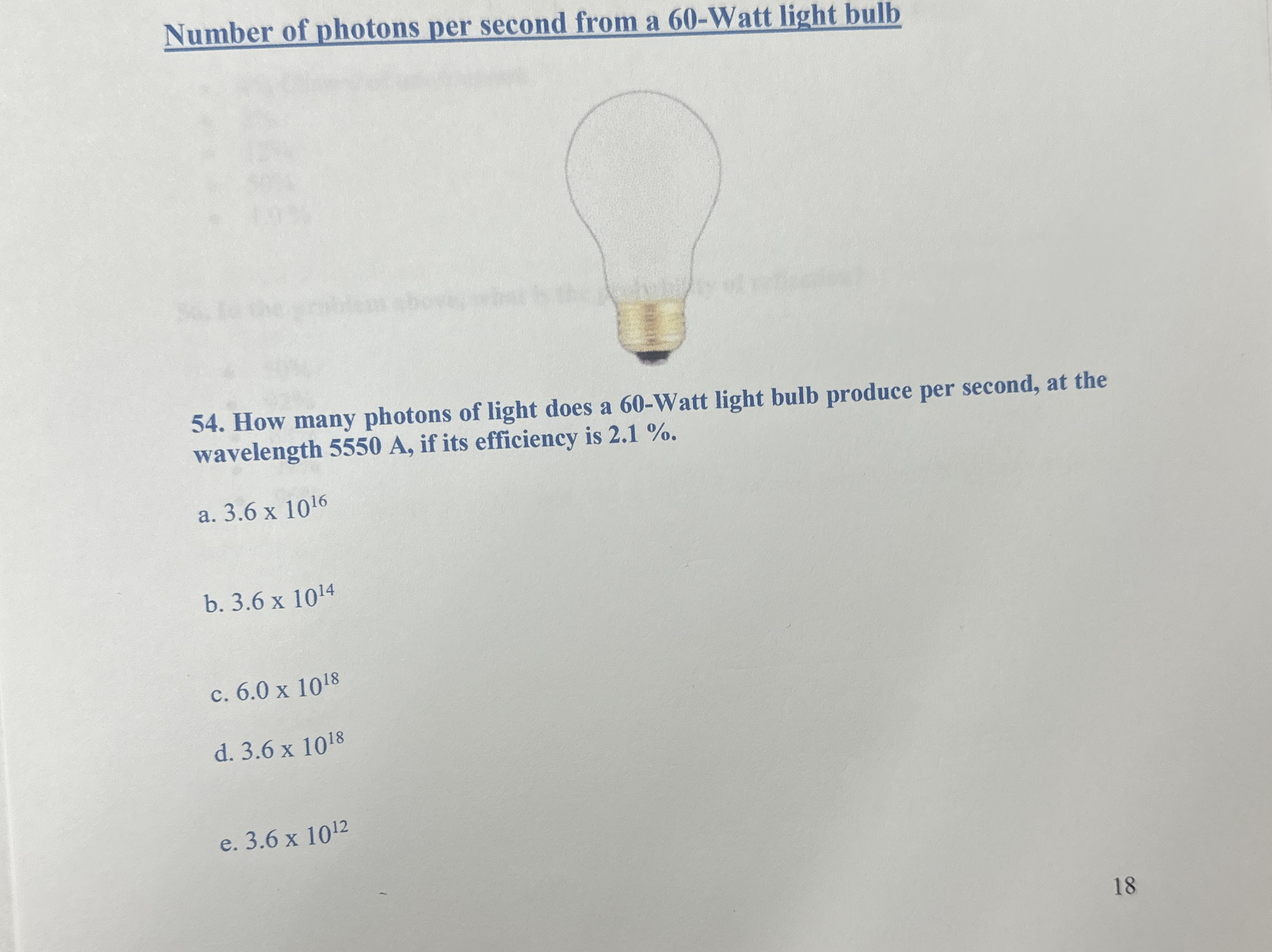 Number of photons per second from a 6 0 - Watt