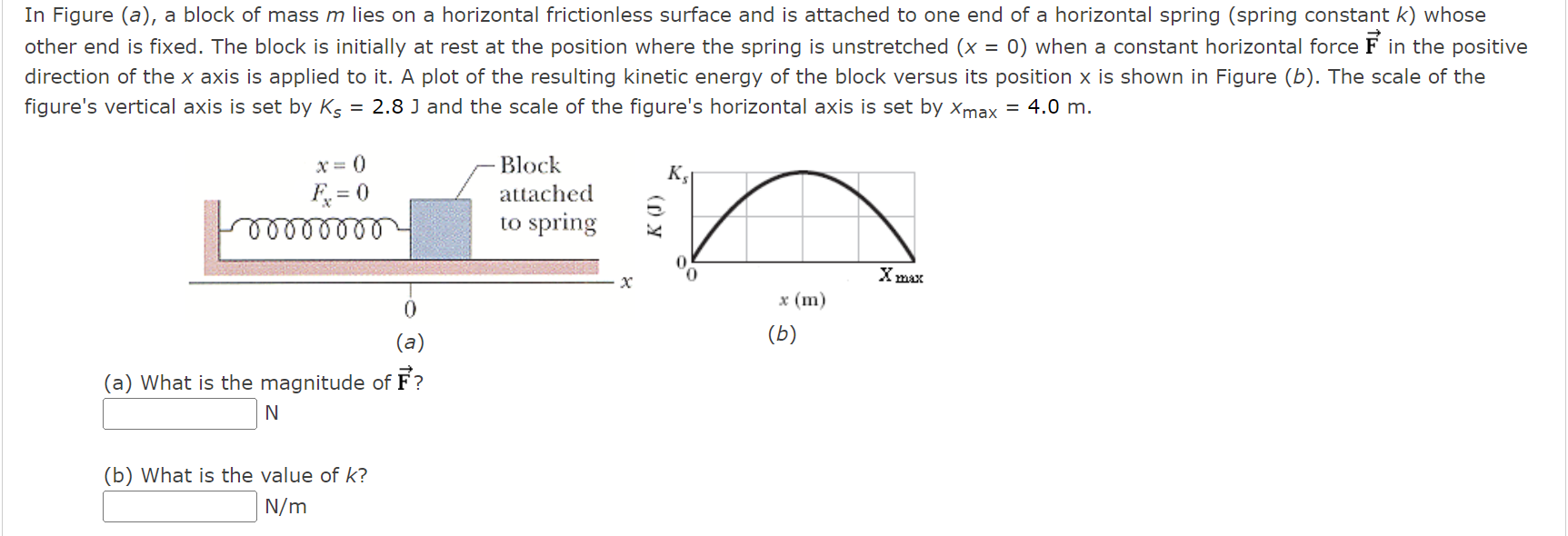 In Figure ( \ ( a \ ) ) , a block of mass \ ( m \