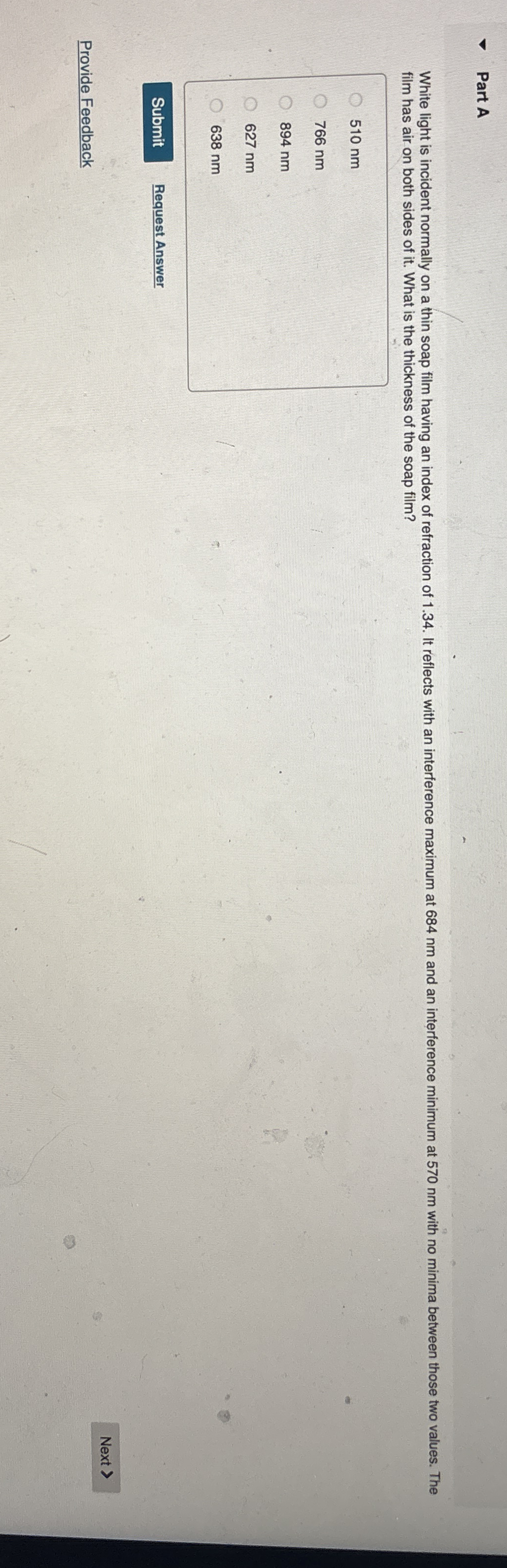 Part A film has air on both sides of it . What is