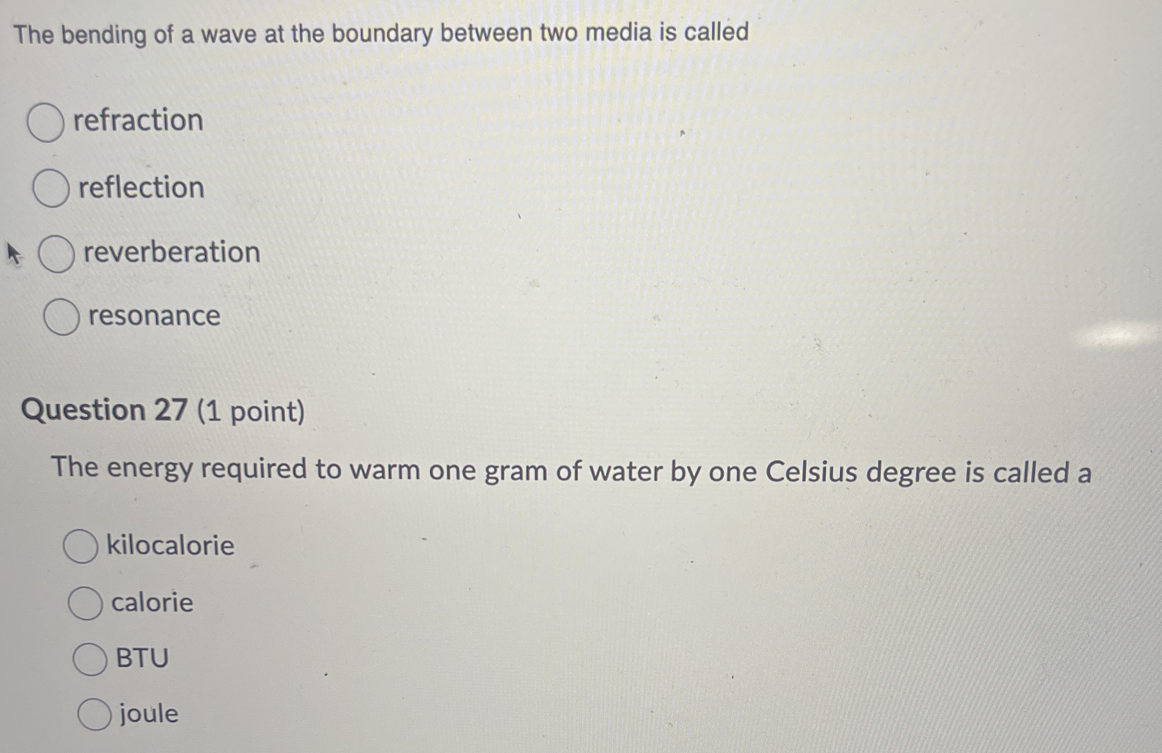 The bending of a wave at the boundary between two