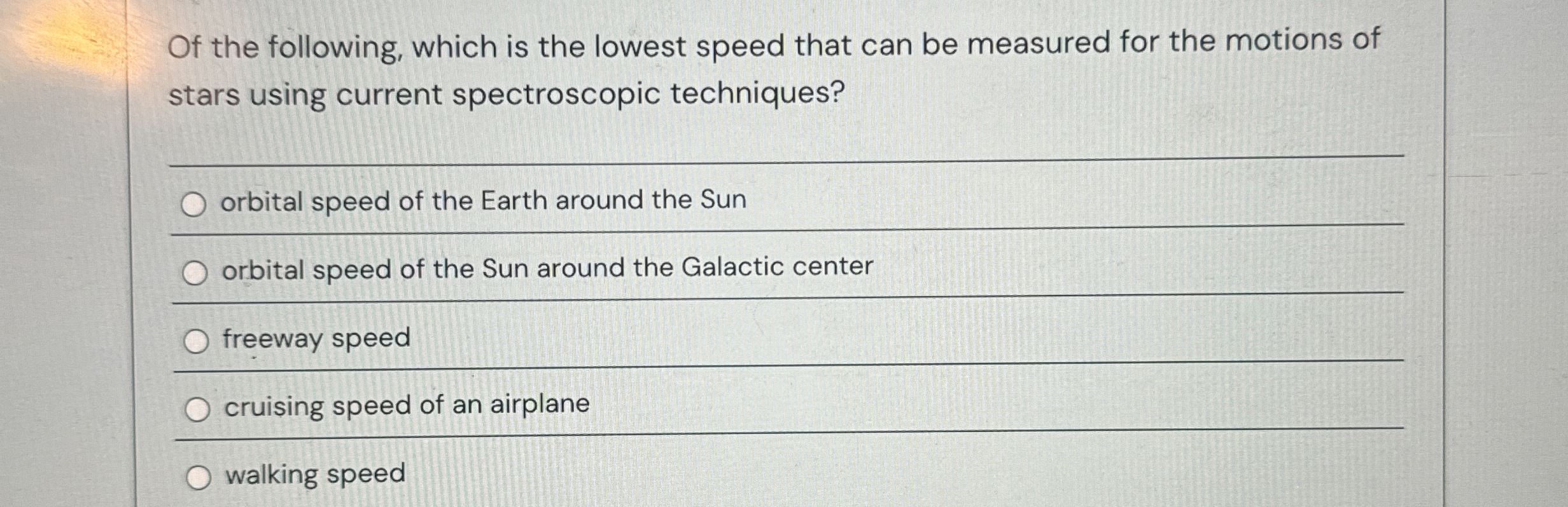 Of the following, which is the lowest speed that