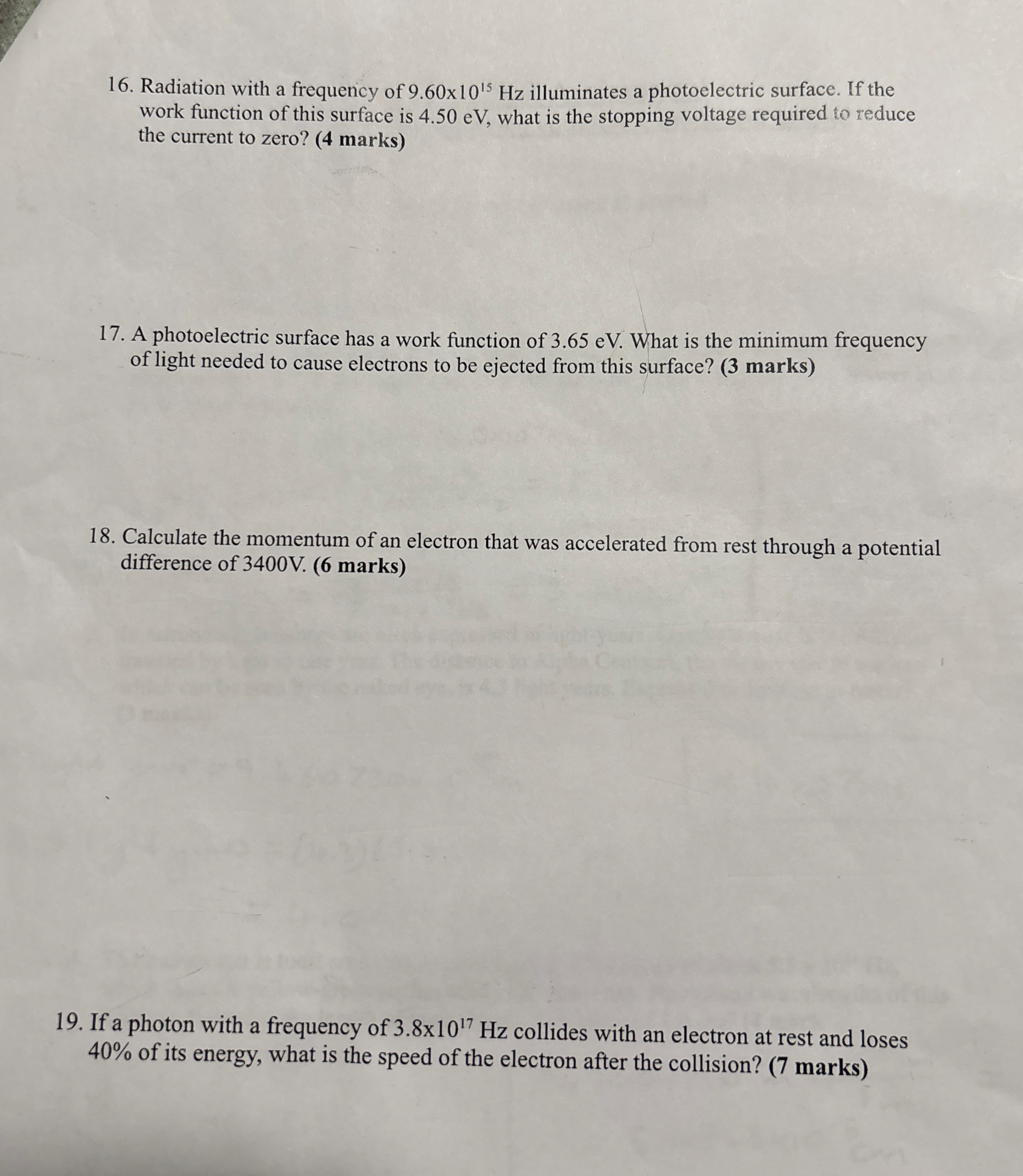 Radiation with a frequency of 9 . 6 0 1 0 1 5 H z