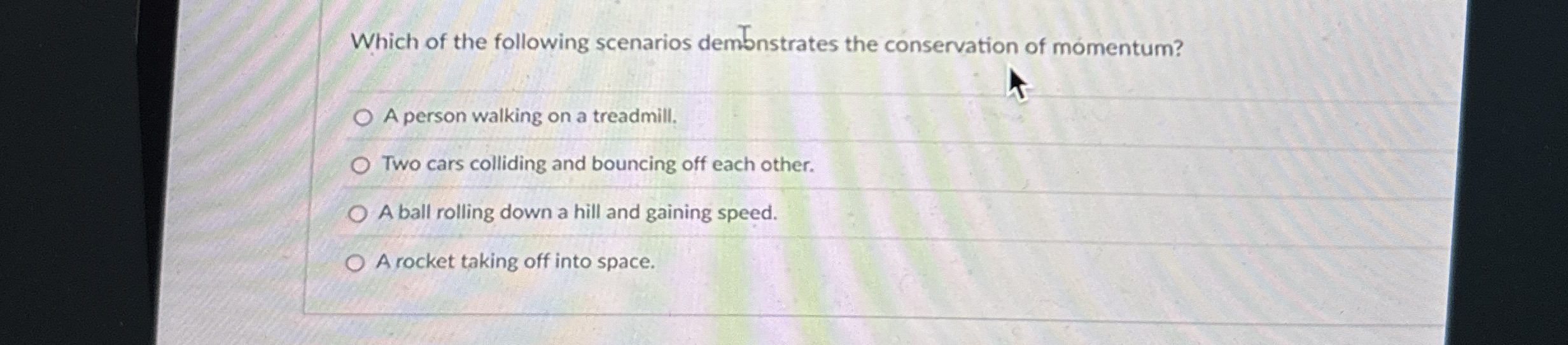 Which of the following scenarios dembnstrates the