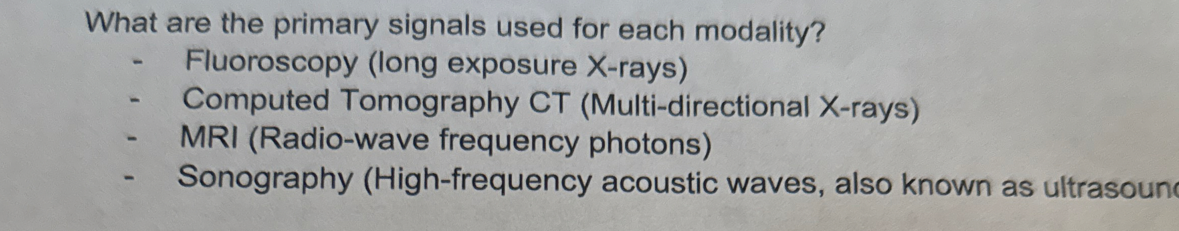 What are the primary signals used for each