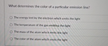 What determines the color of a particular