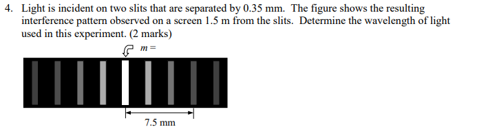 4 . Light is incident on two slits that are
