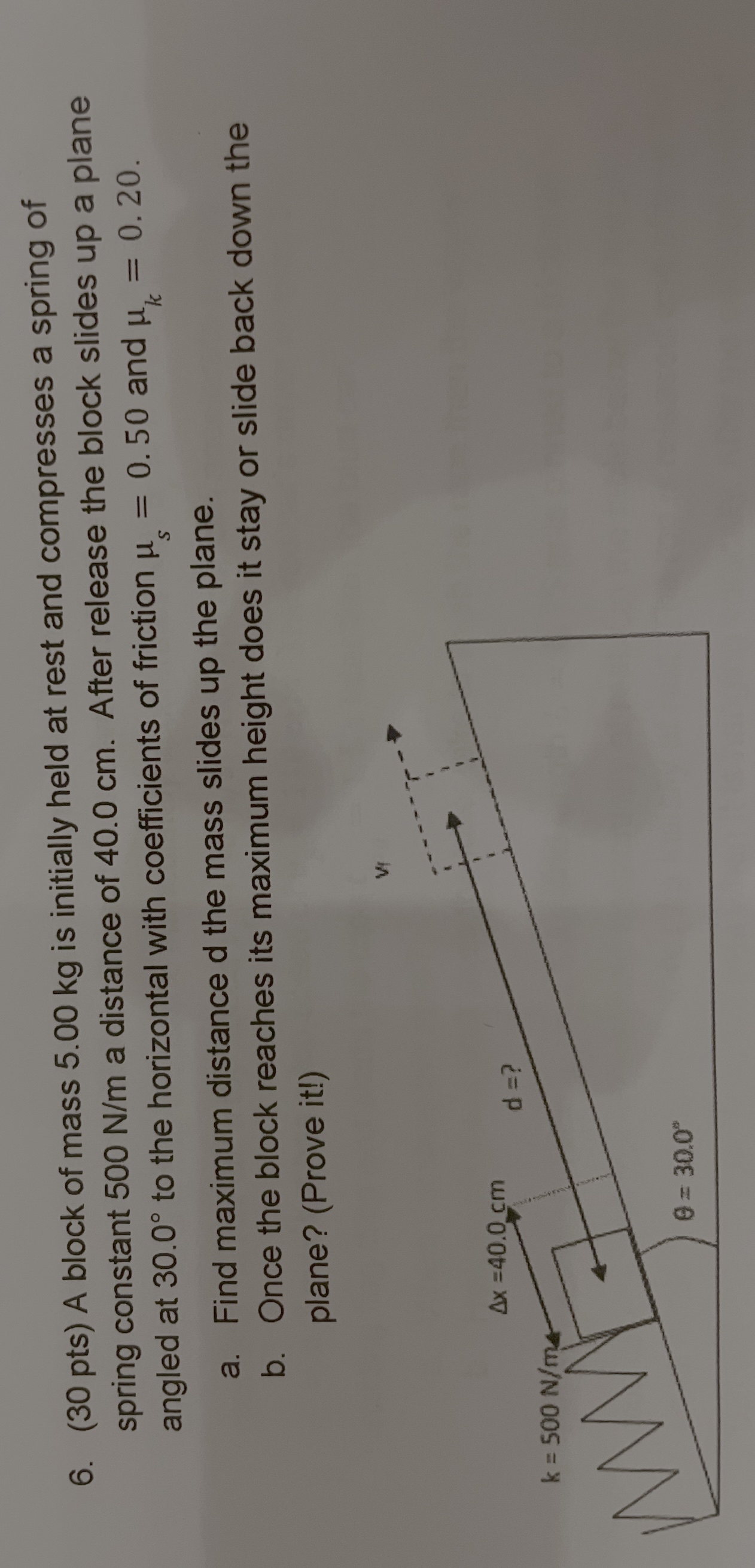( 3 0 pts ) A block of mass 5 . 0 0 kg is