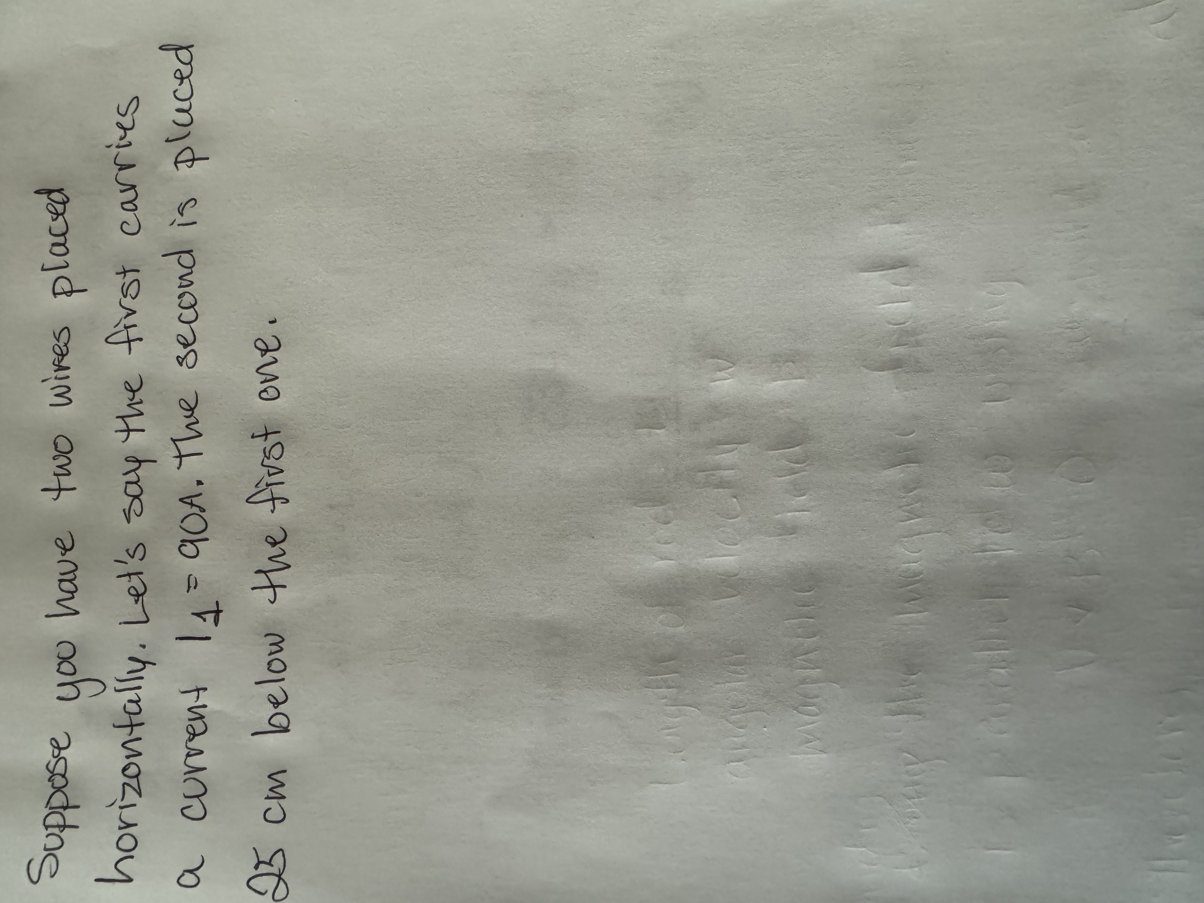 Suppose you have two wires placed horizontally.