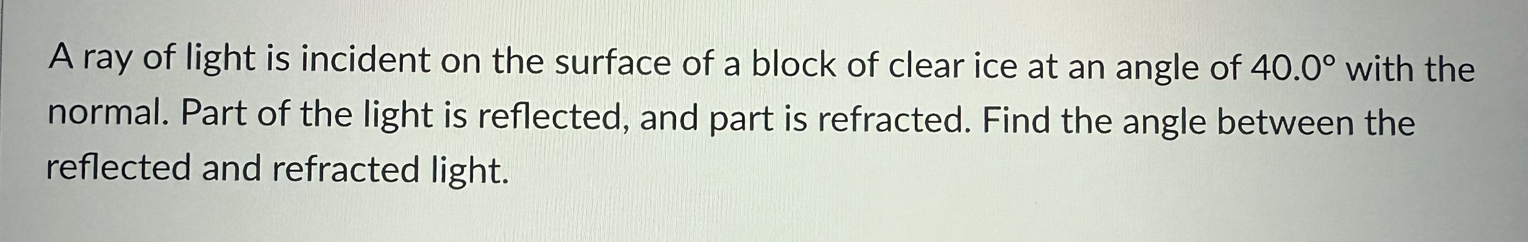 A ray of light is incident on the surface of a