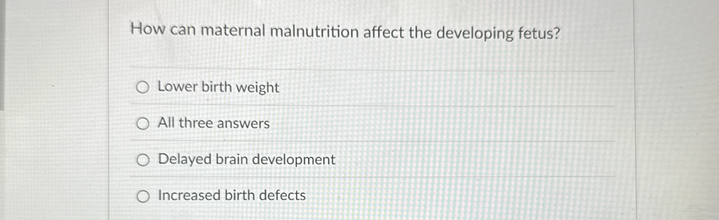 How can maternal malnutrition affect the