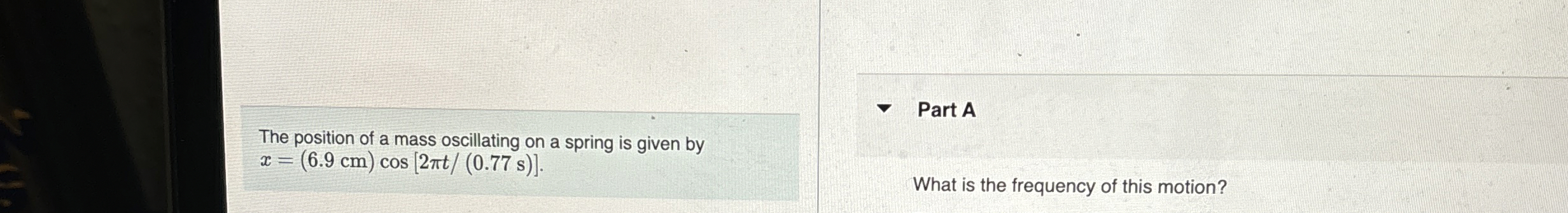 The position of a mass oscillating on a spring is