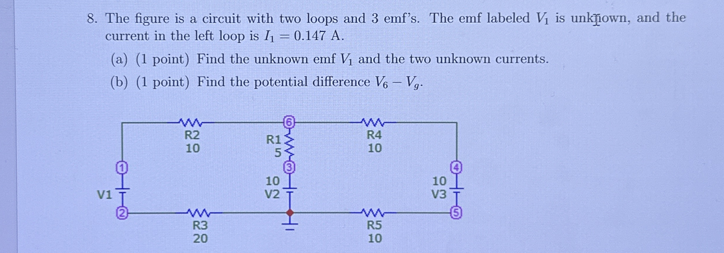 The figure is a circuit with two loops and 3