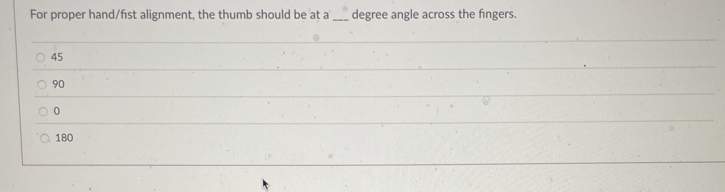 For proper hand / fist alignment, the thumb