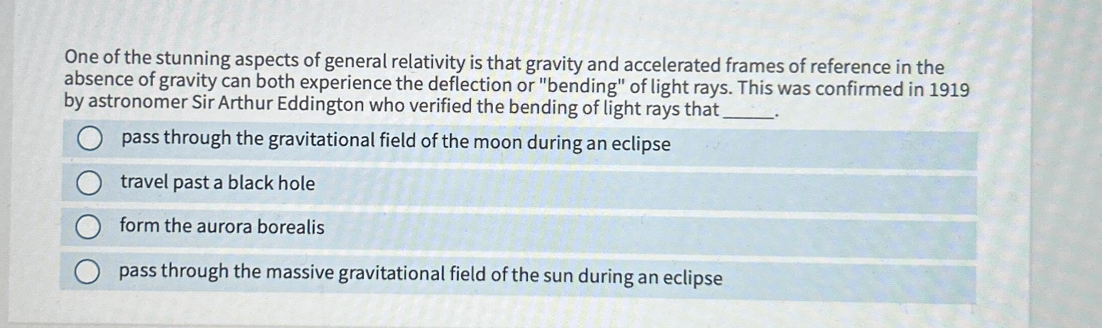 One of the stunning aspects of general relativity