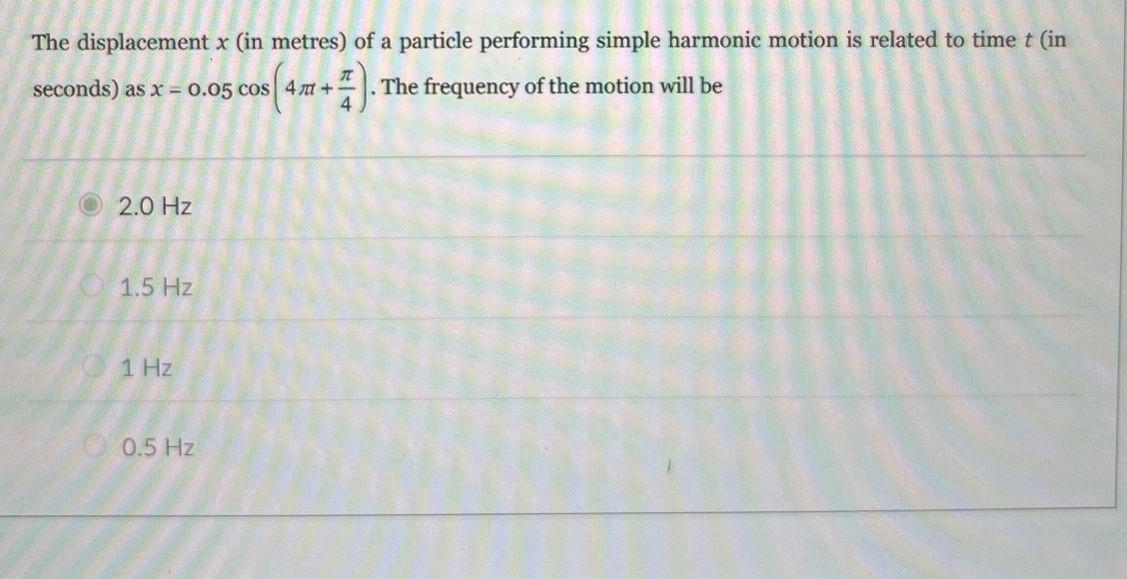 The displacement x ( in metres ) of a particle