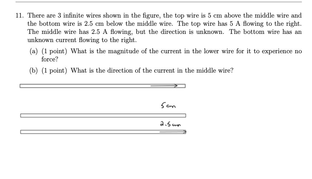 1 1 . There are 3 infinite wires shown in the