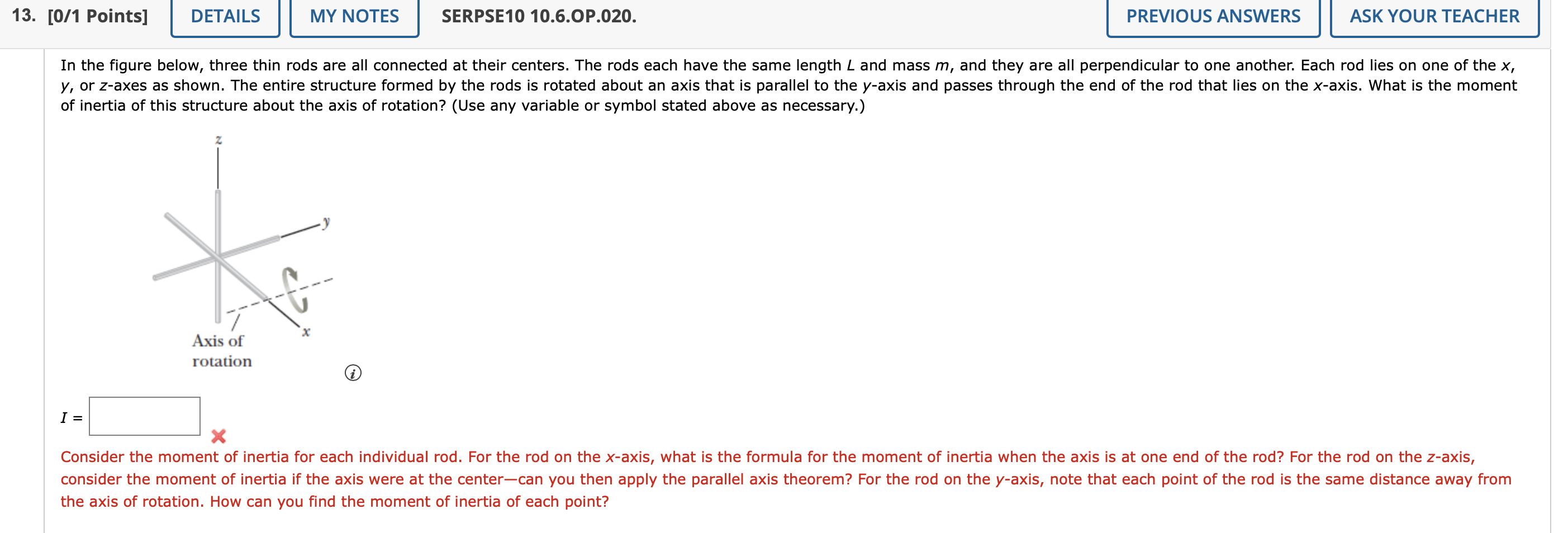 In the figure below, three thin rods are all