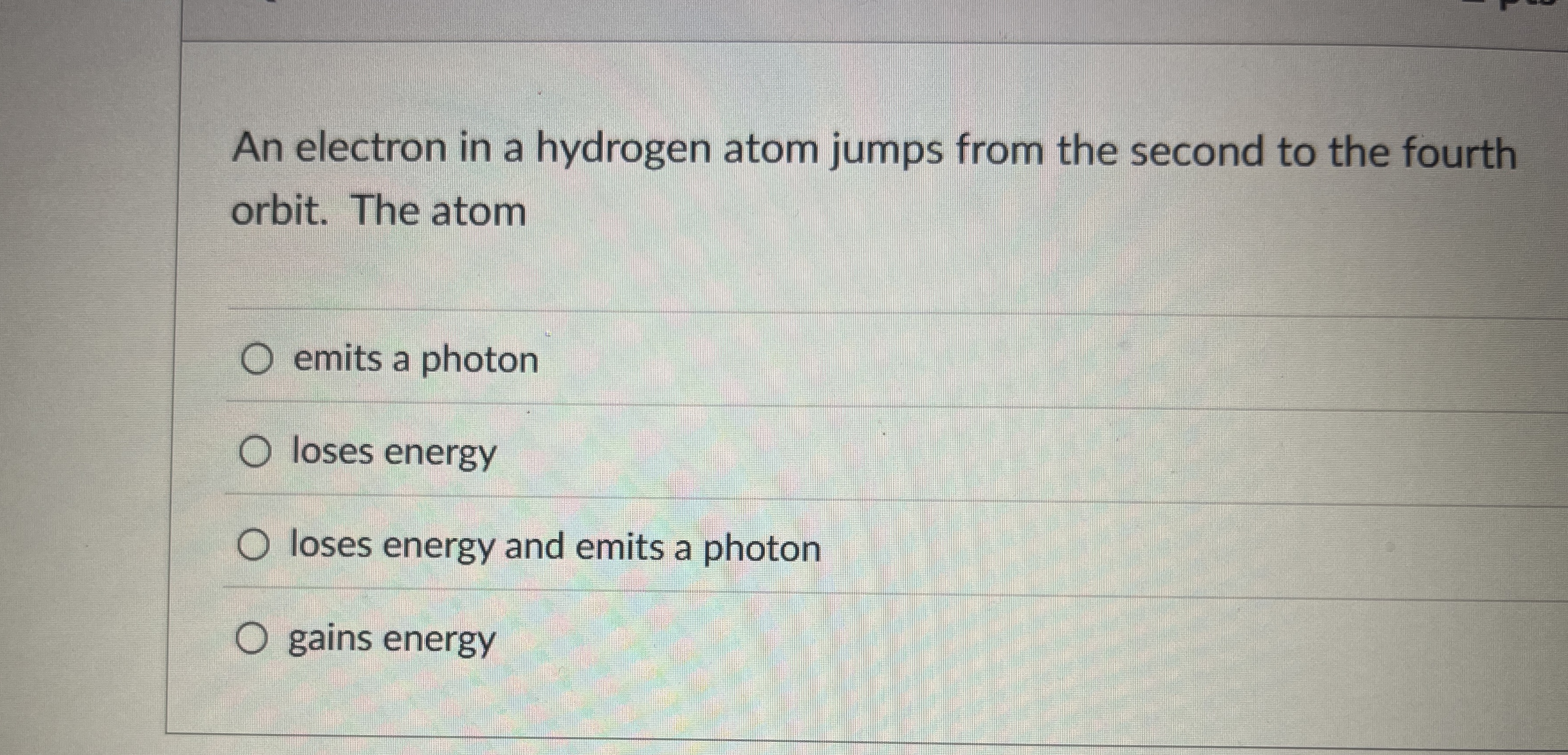 An electron in a hydrogen atom jumps from the