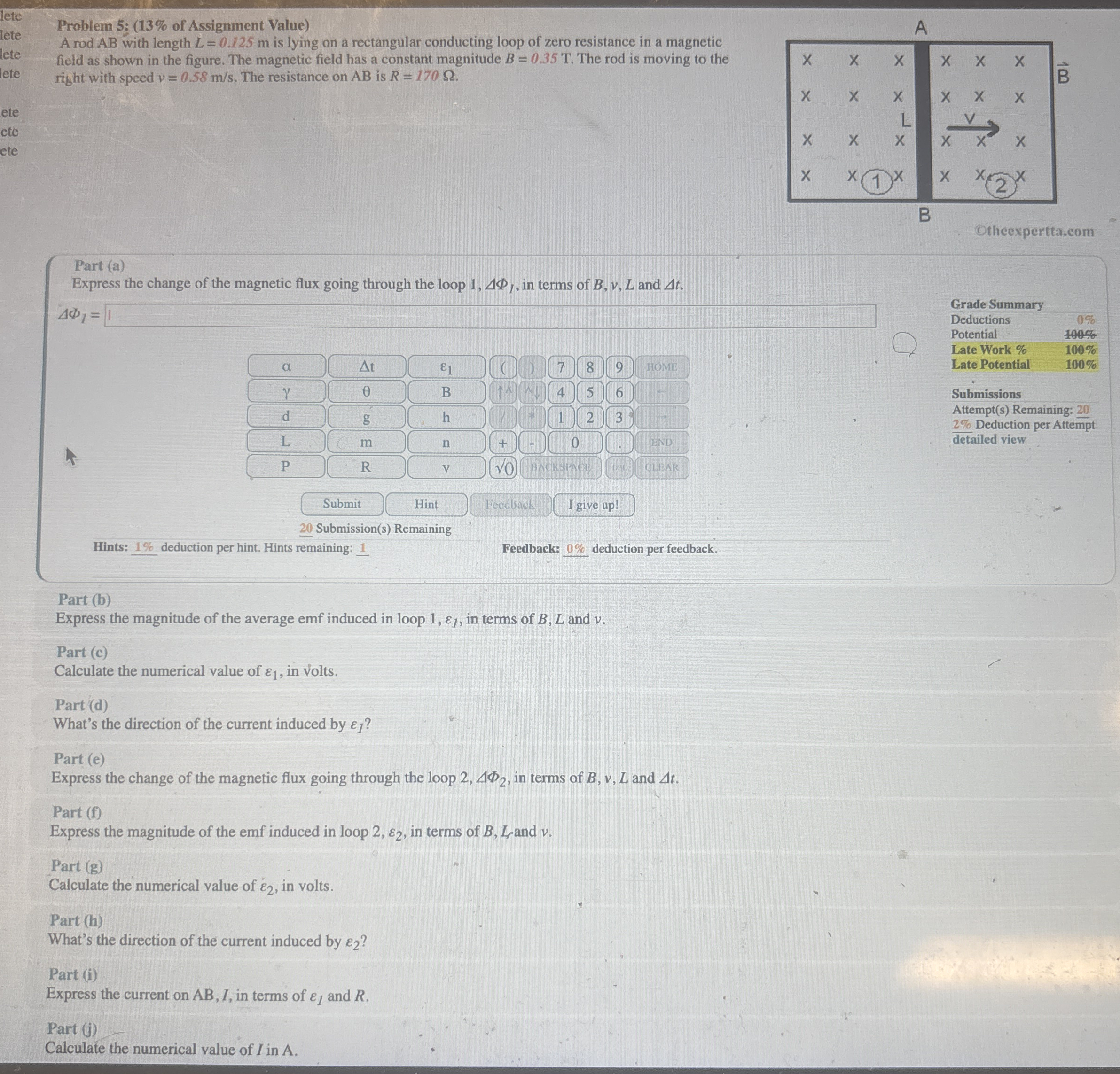 Problem 5 : ( 1 3 % of Assignment Value ) A rod