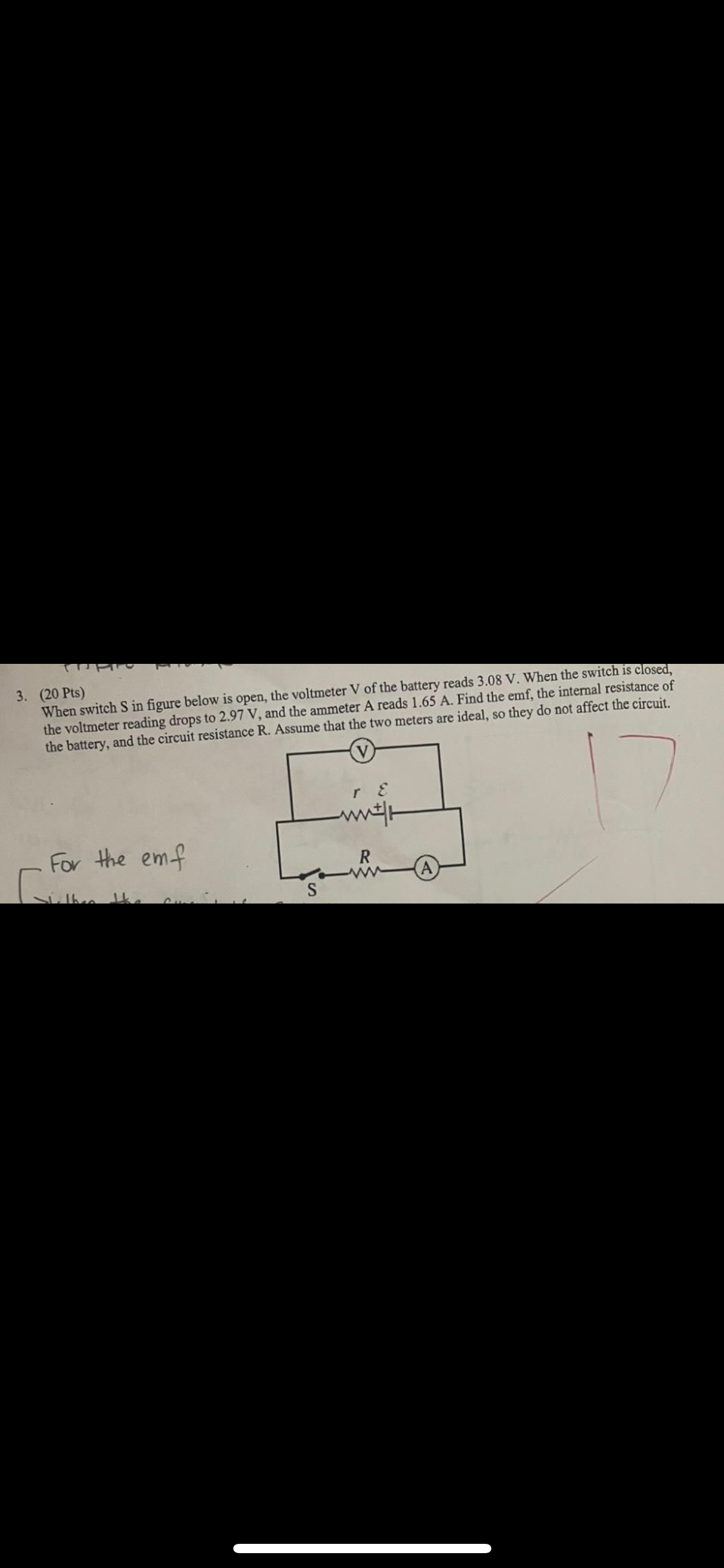 ( 2 0 Pts ) When switch S in figure below is