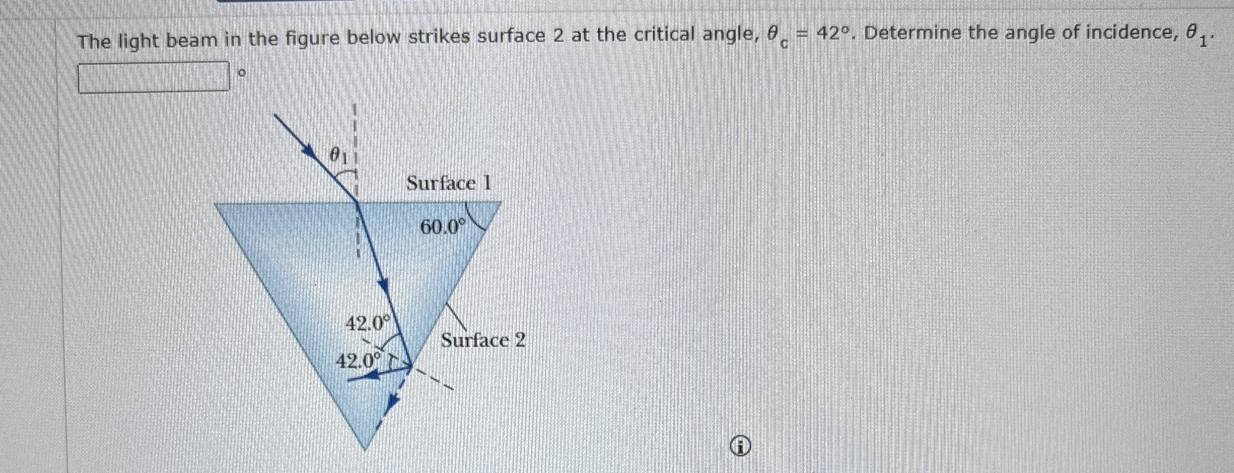 The light beam in the figure below strikes