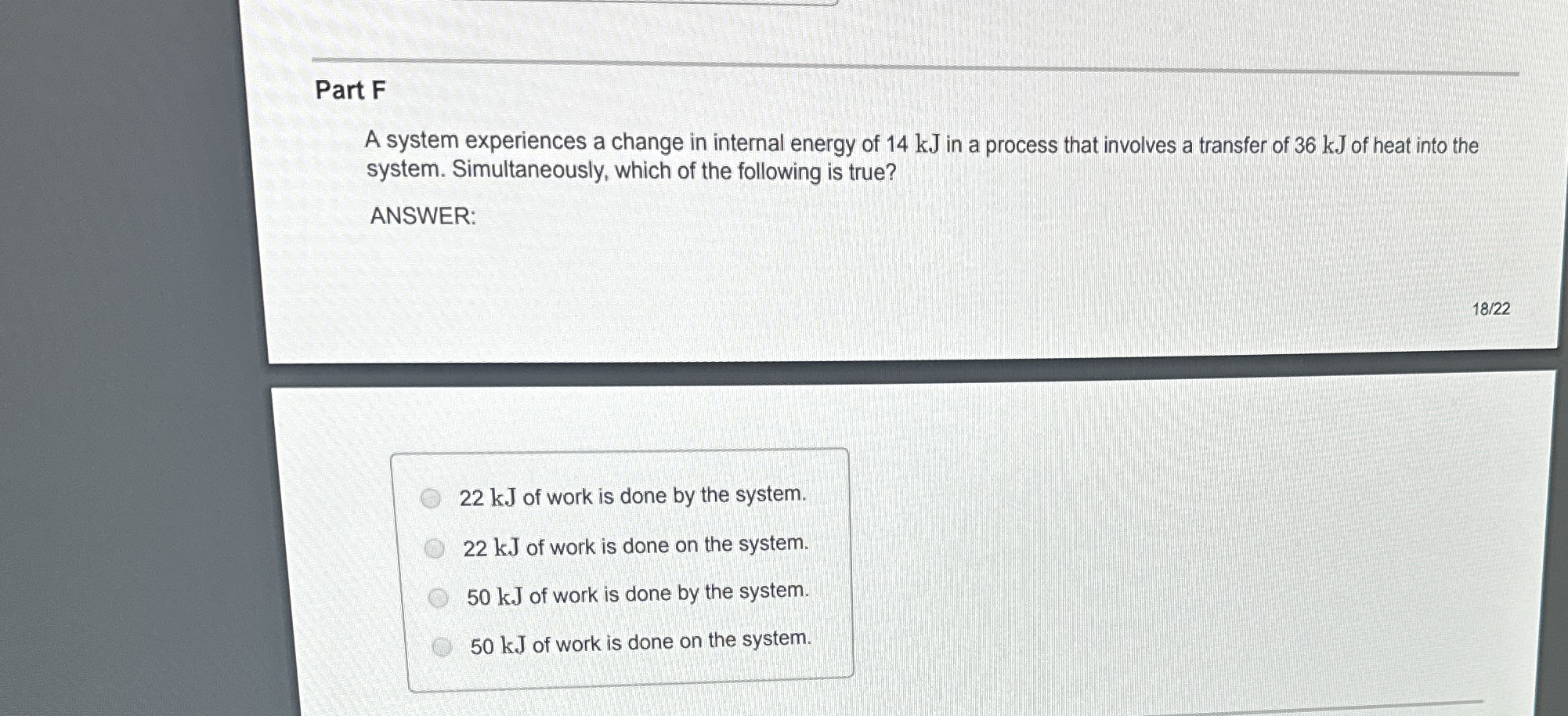 Part F A system experiences a change in internal