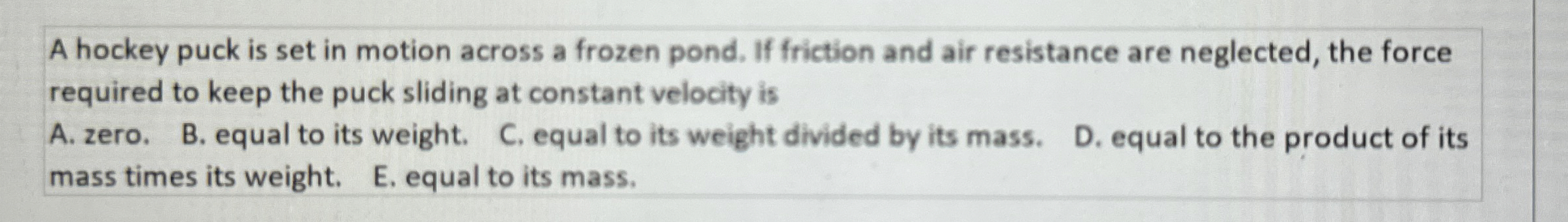 A hockey puck is set in motion across a frozen