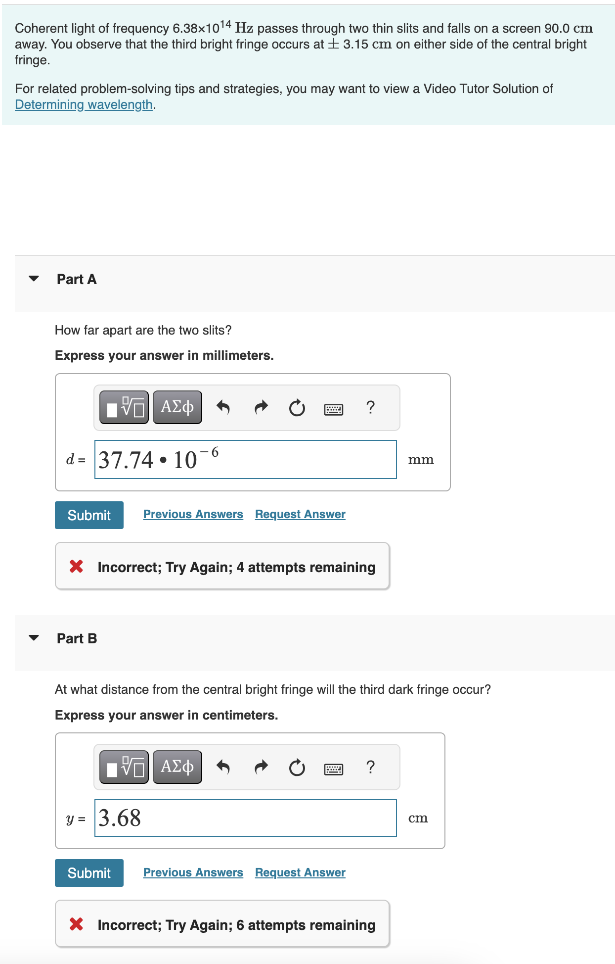 Coherent light of frequency \ ( 6 . 3 8 \ times 1