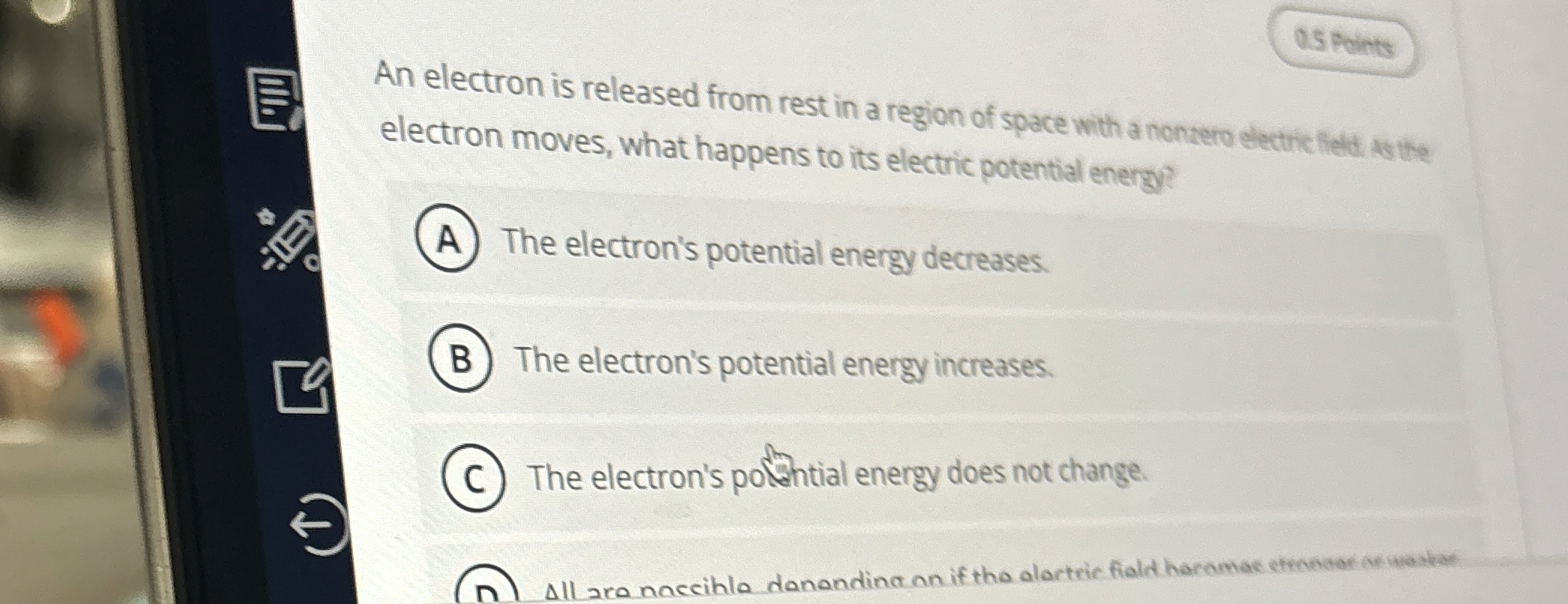 An electron is released from rest in a region of