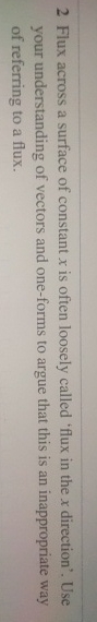 2 Flux across a surface of constant x is often