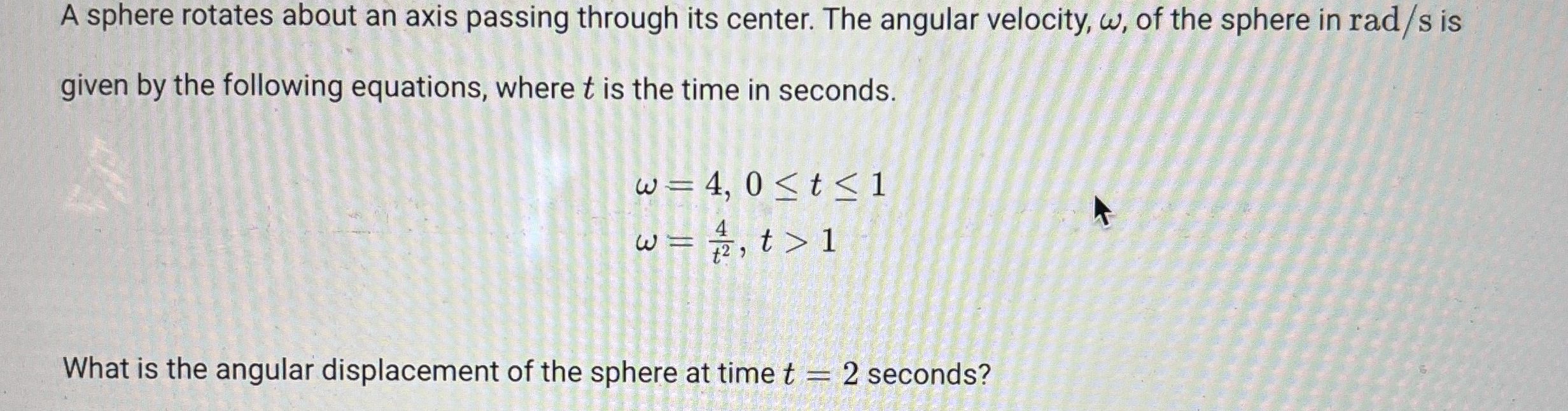 A sphere rotates about an axis passing through