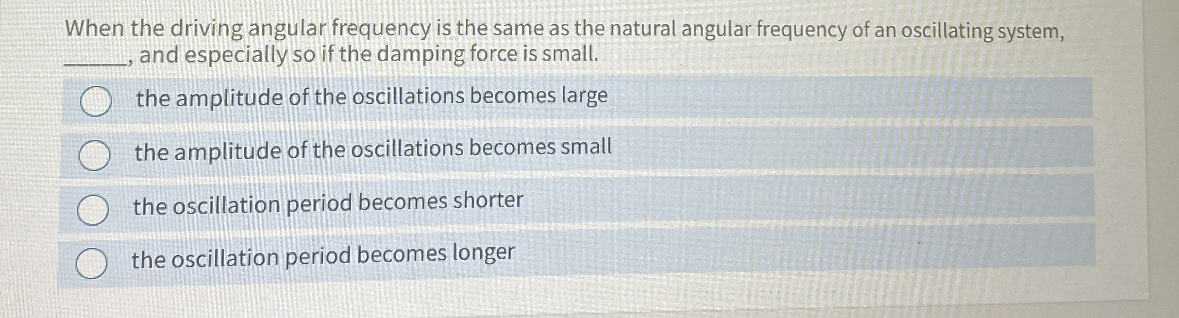 When the driving angular frequency is the same as
